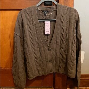 Cable Knit Button-Up Cardigan Sweater